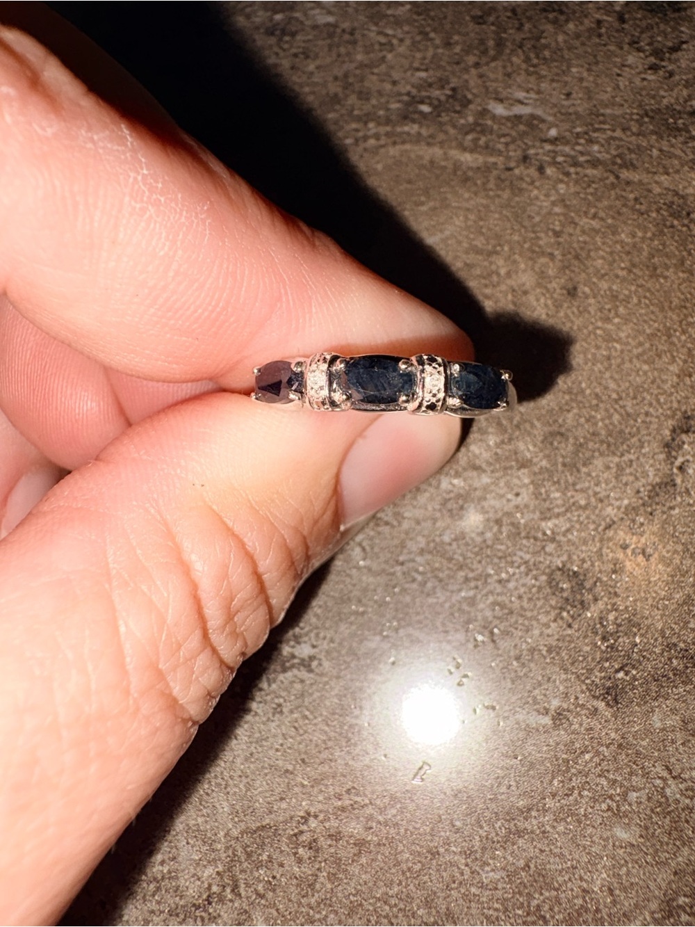 Sterling Silver 3 sapphire Stone Band Ring